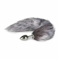 diogol fox tail plug aluminiowy z futrzanym ogonem srebrny 40 cm