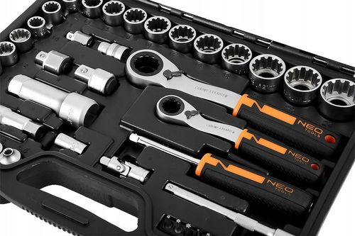 NEO ZESTAW NASADEK PRZELOTOWYCH 1/4" 3/8" 46szt z grzechotkami CrV 10-019 na Arena.pl