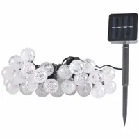 GIRLANDA SOLARNA OGRODOWA KULKI TRANSPARENTE 2700K 30xLED IP44 POLUX