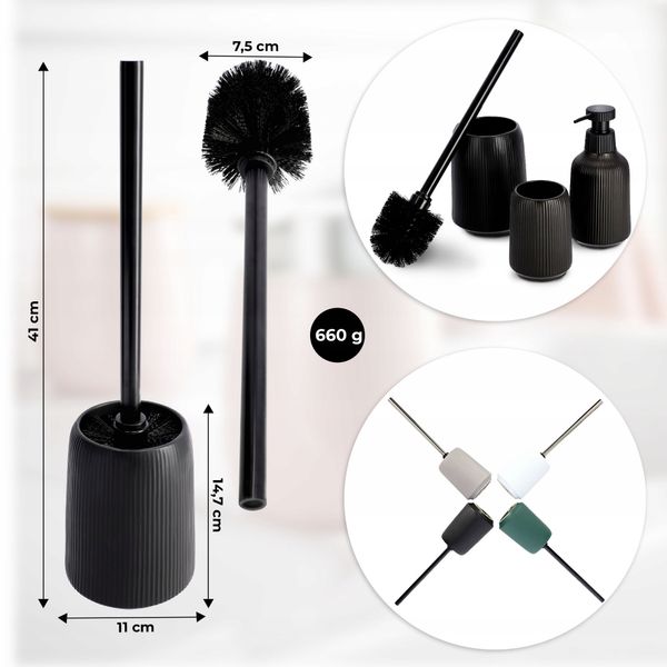 SZCZOTKA WC STOJĄCA + POJEMNIK DO TOALETY CZARNA zdjęcie 2