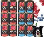 zestaw 12x400g karma mokra dla psów rafi mix smaków (jagnięcina, wołowina)