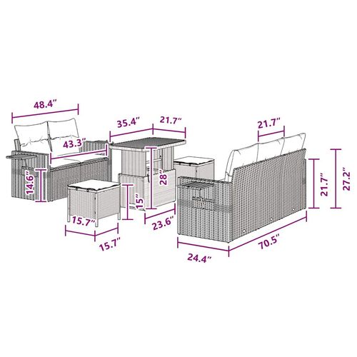 Zestaw Sof na Ogród 8 pcs Czarny polirattan na Arena.pl