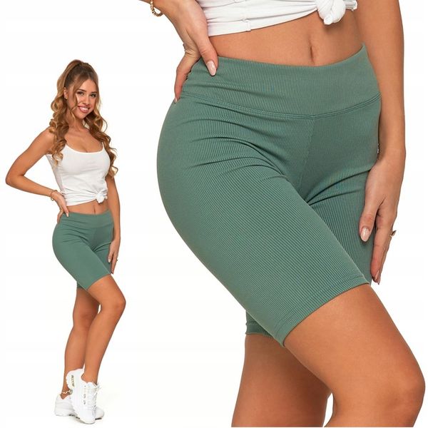 Prążkowane Kolarki Legginsy z Wysokim Stanem Fit Getry Sportowe MORAJ S/M zdjęcie 1