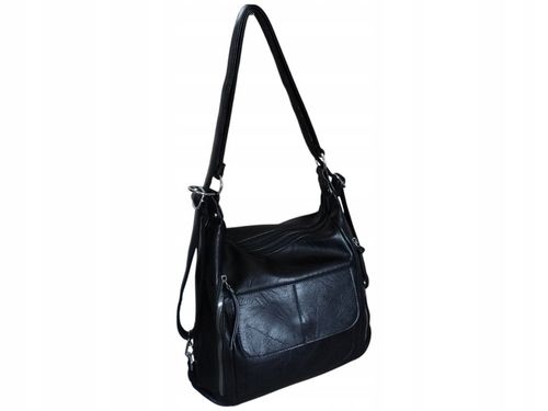 Torebka Damska Torebko-Plecak Miejska Listonoszka Czarny Styl Duży na Arena.pl