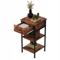 Stolik nocny komoda szafka szufladą półką retro brąz industrialny loft