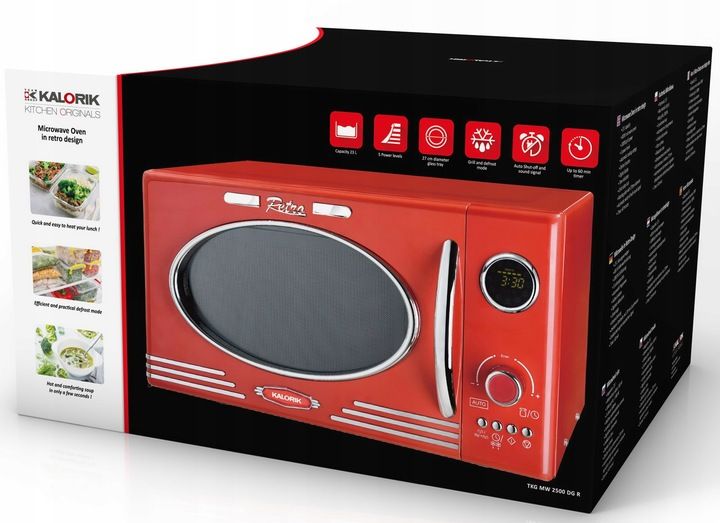 KUCHENKA MIKROFALOWA GRILL MIKROFALÓWKA RETRO 1000W 23L CZERWONA MIKROFALA zdjęcie 13