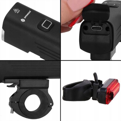 LAMPKA ROWEROWA LED PRZÓD TYŁ MOCNA 1000lm ZESTAW ROWER 4800mAh ALUMINIUM na Arena.pl