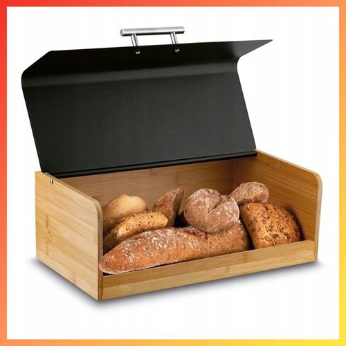 CHLEBAK NA PIECZYWO DREWNIANY POJEMNIK NA CHLEB CZARNY na Arena.pl