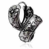 KOLCZYKI OKSYDOWANE SREBRNE KÓŁKA RYNIENKI WZOREK