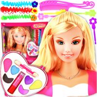 ZESTAW DO MAKIJAŻU GŁOWA DO CZESANIA LALKA DLA DZIECI DZIEWCZYNEK AKCESORIA