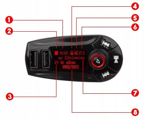 TRANSMITER BLUETOOTH FM SD 2xUSB ŁADOWARKA 2,1A na Arena.pl