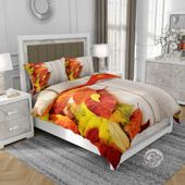Pościel 3D bawełna satyna 160x200cm- JESIENNE LIŚCIE