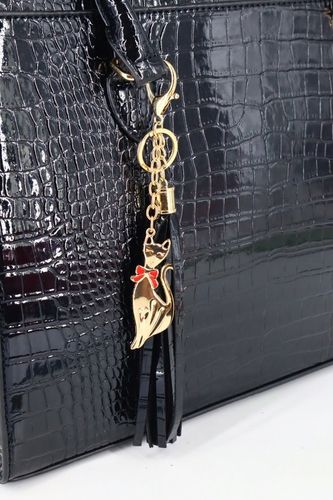 Torebka damska klasyczna duża do ręki lakierowana pojemna z brelokiem na Arena.pl