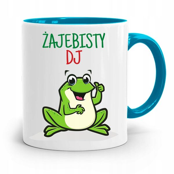 Dla Dja Muzyka Kubek Błękitny Żajebisty Dj Z Nadrukiem Ze Zdjęciem zdjęcie 1