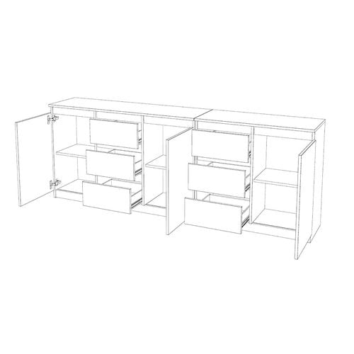 Komoda Pojemna Młodzieżowa Do Salonu 6 Szuflad 200cm Dąb Wotan Biały Połysk na Arena.pl