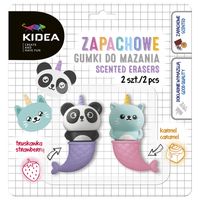 gumki do mazania zapachowe 2 szt kotek i panda kidea blister