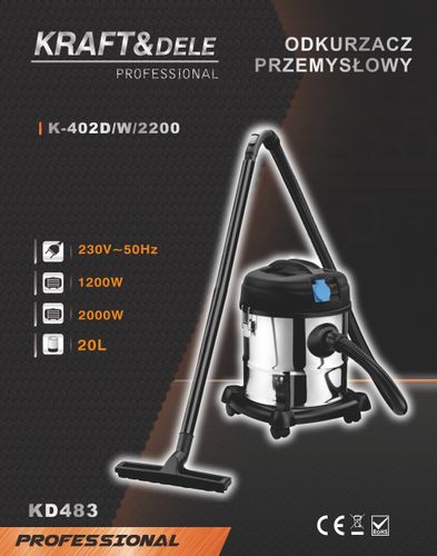 Odkurzacz przemysłowy 20L 1200W KD483 na Arena.pl