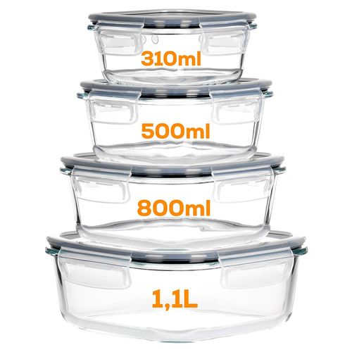 4x Pojemniki Kuchenne Szklane na Żywność Żaroodporne Zestaw Pojemników na Arena.pl