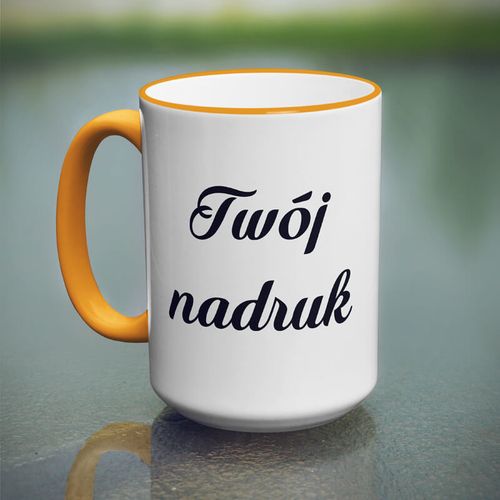 Duży kubek XXL z pomarańczowym uszkiem z Twoim nadrukiem na Arena.pl