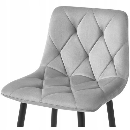 Hoker Krzesło Barowe Wysokie do Wyspy Welurowe Tapicerowane Szare na Arena.pl