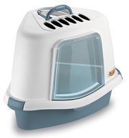 Szaroniebieska kuweta narożna dla kota z filtrem i łopatką Stefanplast 56cm