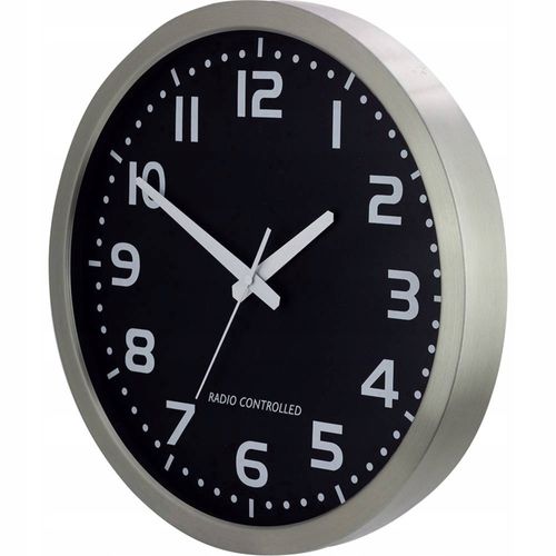 Zegar ścienny sterowany radiowo 40cm DCF77 aluminium na Arena.pl