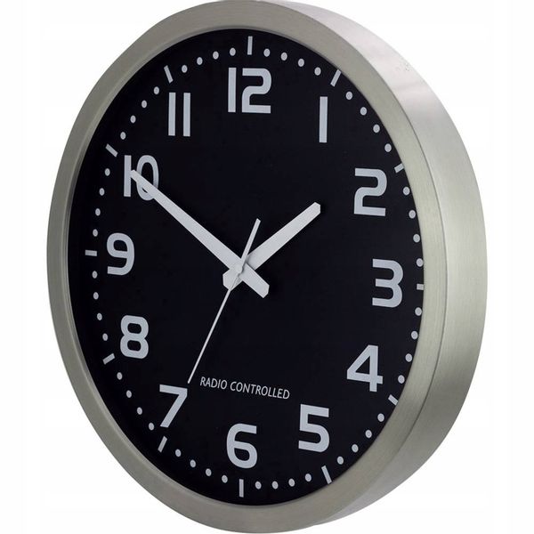 Zegar ścienny sterowany radiowo 40cm DCF77 aluminium zdjęcie 2