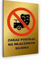 Tabliczka znak informacyjny 20x15 Złota WŁĄCZONY SILNIK Dibond NADRUK UV