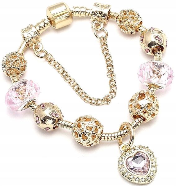 Bransoletka Modułowa Charms Beads Złota Serce Boho zdjęcie 2