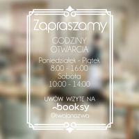Naklejka WYCINANA PLOTEROWO godziny otwarcia na witrynę drzwi szybę 35x32cm