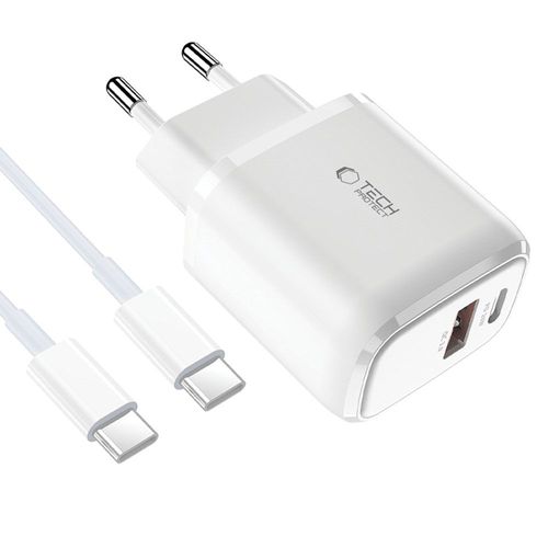 tech-protect c20w 2-port network charger pd20w/qc3.0 + type-c cable white na Arena.pl