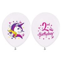 balony drugie urodziny jednorożec 12" 5szt party