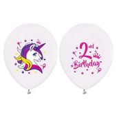 balony drugie urodziny jednorożec 12" 5szt party
