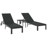 Leżak z poduszką 2 pcs Czarny 40 x 39 x 40.5cm polirattan
