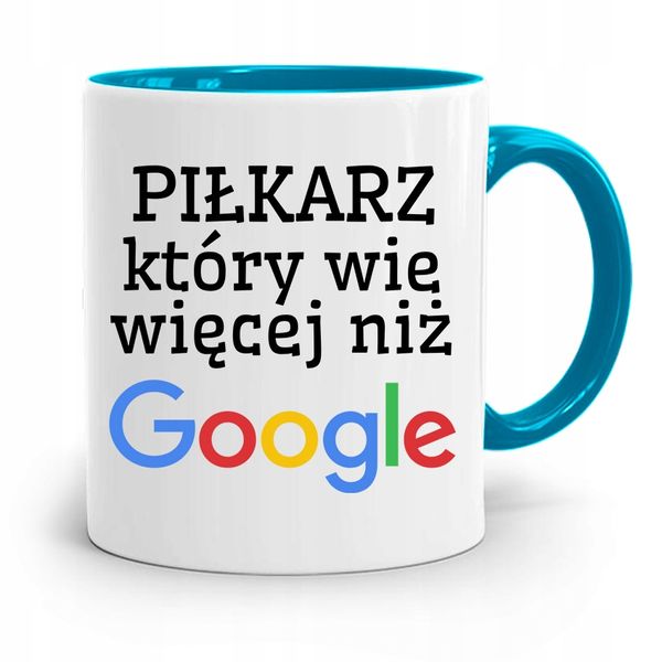 Kubek Błękitny Dla Piłkarza Zawodnika Wie Więcej Z Nadrukiem Ze Zdjęciem zdjęcie 1