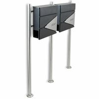 16779 Skrzynka Pocztowa Inox Zestaw na Stojaku dwie skrzynki