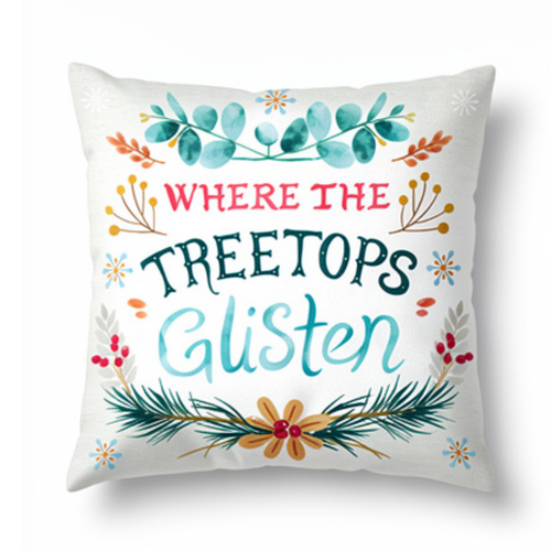 Zestaw 4 Poszewek Świątecznych na Poduszki 50x50 cm Bawełna Lniana Wzory na Arena.pl