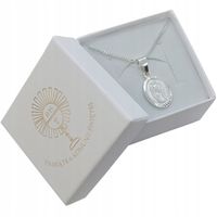 SREBRNY ZESTAW KOMUNIJNY ŁAŃCUSZEK 45CM I MEDALIK Komunia Chrzest