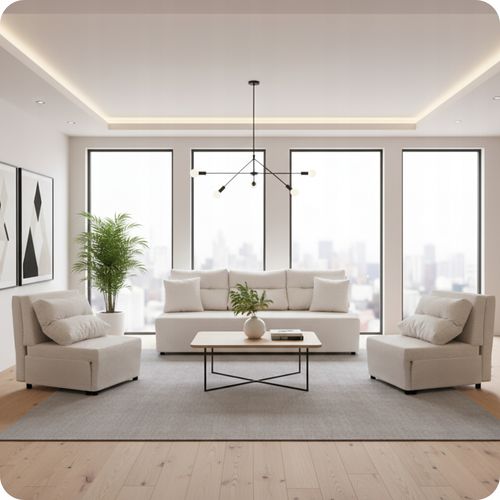 Zestaw KIMO funkcja spania sofa fotele Family Meble beżowy Twisster sztruks na Arena.pl