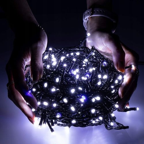 LAMPKI CHOINKOWE 500 LED FLASH BIAŁE ZIMNE GRUBY KABEL STAŁE ŚWIATŁO ZEW. na Arena.pl
