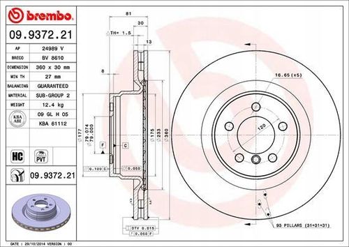 TARCZA HAM PRZOD 360X30 V BREMBO na Arena.pl