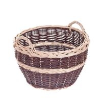 Wiklinowy kosz ogrodowy okrągły z uchwytami pojemnik wiklinowy osłonka na doniczkę Ø50 H32 cm