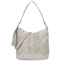 VERA PELLE torebka damska zamszowa listonoszka z paskiem kroko V479 kremowa