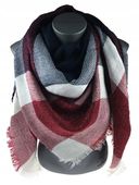 Jordan - miękka i ciepła chusta krata srebrna nitka granat bordo AC-10 HIT