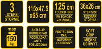 VOREL DRABINA DRABINKA 3-STOPNIOWA SKŁADANA 17733 DO 159KG 115x47,5x65cm