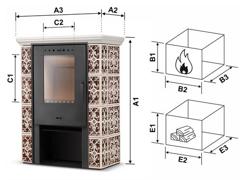 Kominek kaflowy piec wkład kominkowy wolnostojący koza JASMIN 3 kolory na Arena.pl