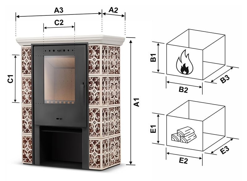 Kominek kaflowy piec wkład kominkowy wolnostojący koza JASMIN 3 kolory zdjęcie 9
