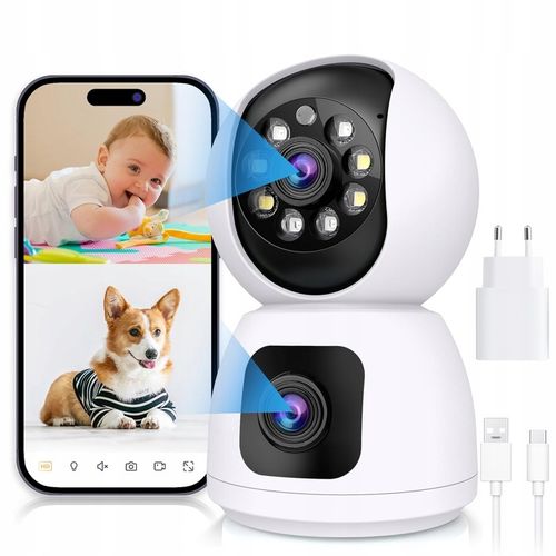 KAMERA MONITORUJĄCA BIAŁA 2,4G WIFI PTZ + 2 OBIEKTYWY 2MP na Arena.pl