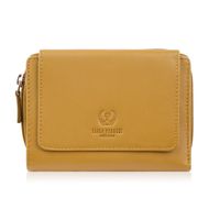 portfel damski skórzany żółty duży w orientacji poziomej