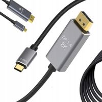 KABEL PRZEWÓD DISPLAYPORT USB TYP-C 1.4 VIDEO AUDIO USB-C 8K 4K 2K 1,8m
